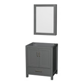 Wyndham WCS141430SKGCXSXXMED Sheffield 30 Inch Single Bathroom Vanity in Dark Gray, No Countertop, No Sink, and Medicine Cabinet