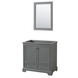 Wyndham WCS202036SKGCXSXXM24 Deborah 36 Inch Single Bathroom Vanity in Dark Gray, No Countertop, No Sink, and 24 Inch Mirror