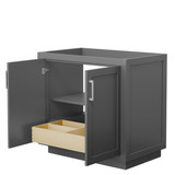 Wyndham WCF292936SKGCXSXXMXX Miranda 36 Inch Single Bathroom Vanity in Dark Gray, No Countertop, No Sink, Brushed Nickel Trim
