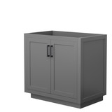 Wyndham WCF292936SGBCXSXXMXX Miranda 36 Inch Single Bathroom Vanity in Dark Gray, No Countertop, No Sink, Matte Black Trim