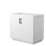 Wyndham WCF292936SWBCXSXXMXX Miranda 36 Inch Single Bathroom Vanity in White, No Countertop, No Sink, Matte Black Trim