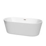 Wyndham WCOBT101267BNTRIM Carissa 67 Inch Freestanding Bathtub in White with Brushed Nickel Drain and Overflow Trim
