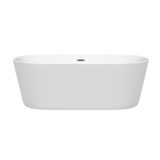 Wyndham WCOBT101267BNTRIM Carissa 67 Inch Freestanding Bathtub in White with Brushed Nickel Drain and Overflow Trim