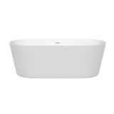 Wyndham WCOBT101267SWTRIM Carissa 67 Inch Freestanding Bathtub in White with Shiny White Drain and Overflow Trim