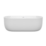 Wyndham WCOBT101367SWTRIM Juliette 67 Inch Freestanding Bathtub in White with Shiny White Drain and Overflow Trim