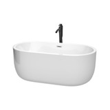 Wyndham WCOBT101360PCATPBK Juliette 60 Inch Freestanding Bathtub in White with Polished Chrome Trim and Floor Mounted Faucet in Matte Black