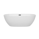 Wyndham WCBTK156167MBTRIM Juno 67 Inch Freestanding Bathtub in White with Matte Black Drain and Overflow Trim
