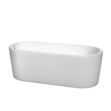 Wyndham WCBTK151167SWTRIM Ursula 67 Inch Freestanding Bathtub in White with Shiny White Drain and Overflow Trim