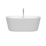 Wyndham WCOBT101260ATP11PC Carissa 60 Inch Freestanding Bathtub in White with Floor Mounted Faucet, Drain and Overflow Trim in Polished Chrome