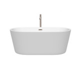 Wyndham WCOBT101260ATP11BN Carissa 60 Inch Freestanding Bathtub in White with Floor Mounted Faucet, Drain and Overflow Trim in Brushed Nickel