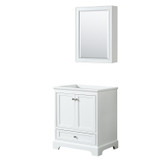 Wyndham WCS202030SWHCXSXXMED Deborah 30 Inch Single Bathroom Vanity in White, No Countertop, No Sink, and Medicine Cabinet