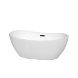 Wyndham WCOBT101460MBTRIM Rebecca 60 Inch Freestanding Bathtub in White with Matte Black Drain and Overflow Trim