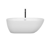 Wyndham WCOBT100060SWATPBK Melissa 60 Inch Freestanding Bathtub in White with Shiny White Trim and Floor Mounted Faucet in Matte Black
