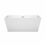 Wyndham WCBTK151459BNTRIM Sara 59 Inch Freestanding Bathtub in White with Brushed Nickel Drain and Overflow Trim