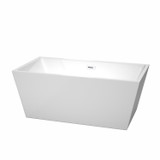 Wyndham WCBTK151459SWTRIM Sara 59 Inch Freestanding Bathtub in White with Shiny White Drain and Overflow Trim