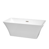 Wyndham WCBTK150459BNTRIM Tiffany 59 Inch Freestanding Bathtub in White with Brushed Nickel Drain and Overflow Trim