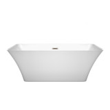 Wyndham WCBTK150459BNTRIM Tiffany 59 Inch Freestanding Bathtub in White with Brushed Nickel Drain and Overflow Trim