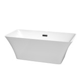 Wyndham WCBTK150459MBTRIM Tiffany 59 Inch Freestanding Bathtub in White with Matte Black Drain and Overflow Trim