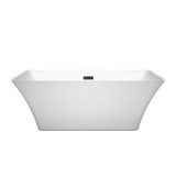 Wyndham WCBTK150459MBTRIM Tiffany 59 Inch Freestanding Bathtub in White with Matte Black Drain and Overflow Trim