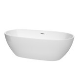 Wyndham WCBTK156171 Juno 71 Inch Freestanding Bathtub in White with Polished Chrome Drain and Overflow Trim