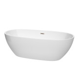 Wyndham WCBTK156171BNTRIM Juno 71 Inch Freestanding Bathtub in White with Brushed Nickel Drain and Overflow Trim