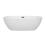 Wyndham WCBTK156171MBTRIM Juno 71 Inch Freestanding Bathtub in White with Matte Black Drain and Overflow Trim