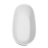 Wyndham WCBTK156171SWTRIM Juno 71 Inch Freestanding Bathtub in White with Shiny White Drain and Overflow Trim