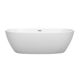 Wyndham WCBTE306171MW Juno 71 Inch Freestanding Bathtub in Matte White with Polished Chrome Drain and Overflow Trim