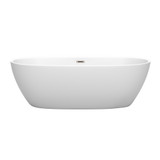 Wyndham WCBTE306171MWBNTRIM Juno 71 Inch Freestanding Bathtub in Matte White with Brushed Nickel Drain and Overflow Trim