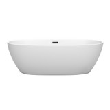 Wyndham WCBTE306171MWMBTRIM Juno 71 Inch Freestanding Bathtub in Matte White with Matte Black Drain and Overflow Trim