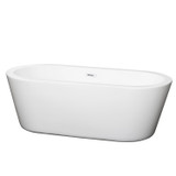 Wyndham WCOBT100367SWTRIM Mermaid 67 Inch Freestanding Bathtub in White with Shiny White Drain and Overflow Trim