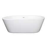 Wyndham WCOBT100367SWTRIM Mermaid 67 Inch Freestanding Bathtub in White with Shiny White Drain and Overflow Trim