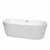 Wyndham WCOBT101271BNTRIM Carissa 71 Inch Freestanding Bathtub in White with Brushed Nickel Drain and Overflow Trim