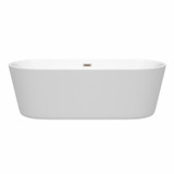 Wyndham WCOBT101271BNTRIM Carissa 71 Inch Freestanding Bathtub in White with Brushed Nickel Drain and Overflow Trim