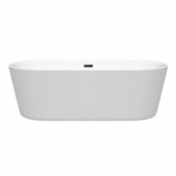 Wyndham WCOBT101271MBTRIM Carissa 71 Inch Freestanding Bathtub in White with Matte Black Drain and Overflow Trim