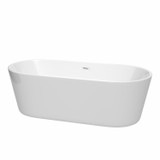 Wyndham WCOBT101271SWTRIM Carissa 71 Inch Freestanding Bathtub in White with Shiny White Drain and Overflow Trim
