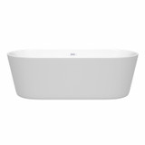 Wyndham WCOBT101271SWTRIM Carissa 71 Inch Freestanding Bathtub in White with Shiny White Drain and Overflow Trim