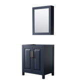 Wyndham WCV252530SBLCXSXXMED Daria 30 Inch Single Bathroom Vanity in Dark Blue, No Countertop, No Sink, Medicine Cabinet Wyndham WCV252530SBLCXSXXMED Daria 30 Inch Single Bathroom Vanity in Dark Blue, No Countertop, No Sink, Medicine Cabinet