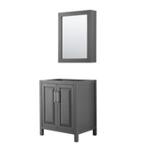 Wyndham WCV252530SKGCXSXXMED Daria 30 Inch Single Bathroom Vanity in Dark Gray, No Countertop, No Sink, and Medicine Cabinet