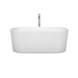 Wyndham WCBTK151159ATP11PC Ursula 59 Inch Freestanding Bathtub in White with Floor Mounted Faucet, Drain and Overflow Trim in Polished Chrome
