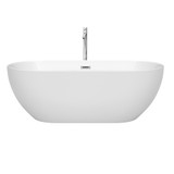 Wyndham WCOBT200067ATP11PC Brooklyn 67 Inch Freestanding Bathtub in White with Floor Mounted Faucet, Drain and Overflow Trim in Polished Chrome