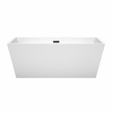 Wyndham WCBTK151463MBTRIM Sara 63 Inch Freestanding Bathtub in White with Matte Black Drain and Overflow Trim
