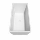 Wyndham WCBTK151463SWTRIM Sara 63 Inch Freestanding Bathtub in White with Shiny White Drain and Overflow Trim