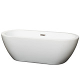 Wyndham WCOBT100268BNTRIM Soho 68 Inch Freestanding Bathtub in White with Brushed Nickel Drain and Overflow Trim