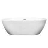 Wyndham WCOBT100268BNTRIM Soho 68 Inch Freestanding Bathtub in White with Brushed Nickel Drain and Overflow Trim