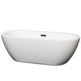 Wyndham WCOBT100268MBTRIM Soho 68 Inch Freestanding Bathtub in White with Matte Black Drain and Overflow Trim