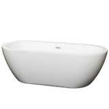 Wyndham WCOBT100268SWTRIM Soho 68 Inch Freestanding Bathtub in White with Shiny White Drain and Overflow Trim
