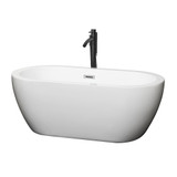 Wyndham WCOBT100260PCATPBK Soho 60 Inch Freestanding Bathtub in White with Polished Chrome Trim and Floor Mounted Faucet in Matte Black