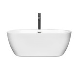 Wyndham WCOBT100260PCATPBK Soho 60 Inch Freestanding Bathtub in White with Polished Chrome Trim and Floor Mounted Faucet in Matte Black
