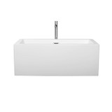 Wyndham WCOBT101160ATP11PC Melody 60 Inch Freestanding Bathtub in White with Floor Mounted Faucet, Drain and Overflow Trim in Polished Chrome